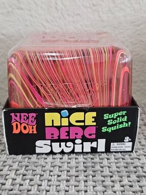 NWT Nice BERG Swirl Super Solid Squish Needoh - Pink/Yellow/Orange